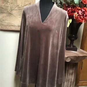 J. Jill Brown Velvet V-Neck Velvet Top